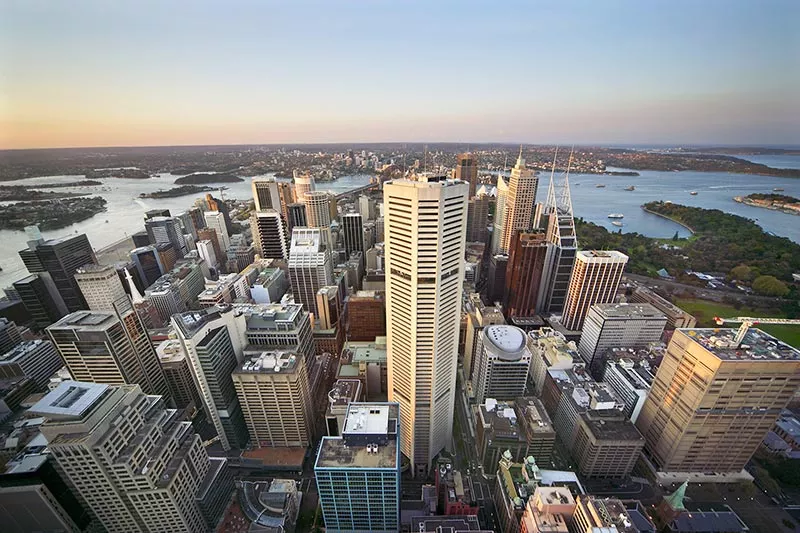 Aerial view of the city of Sydney